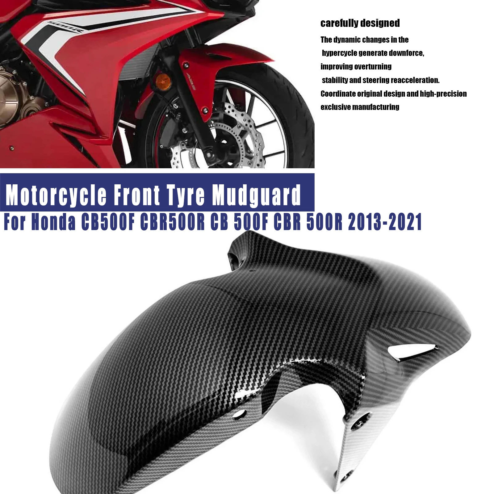 For Honda CB500F CBR500R CB 500F CBR 500R 2013-2021 Motorcycle Front Fender Splash Mudguard ABS Carbon Accessories