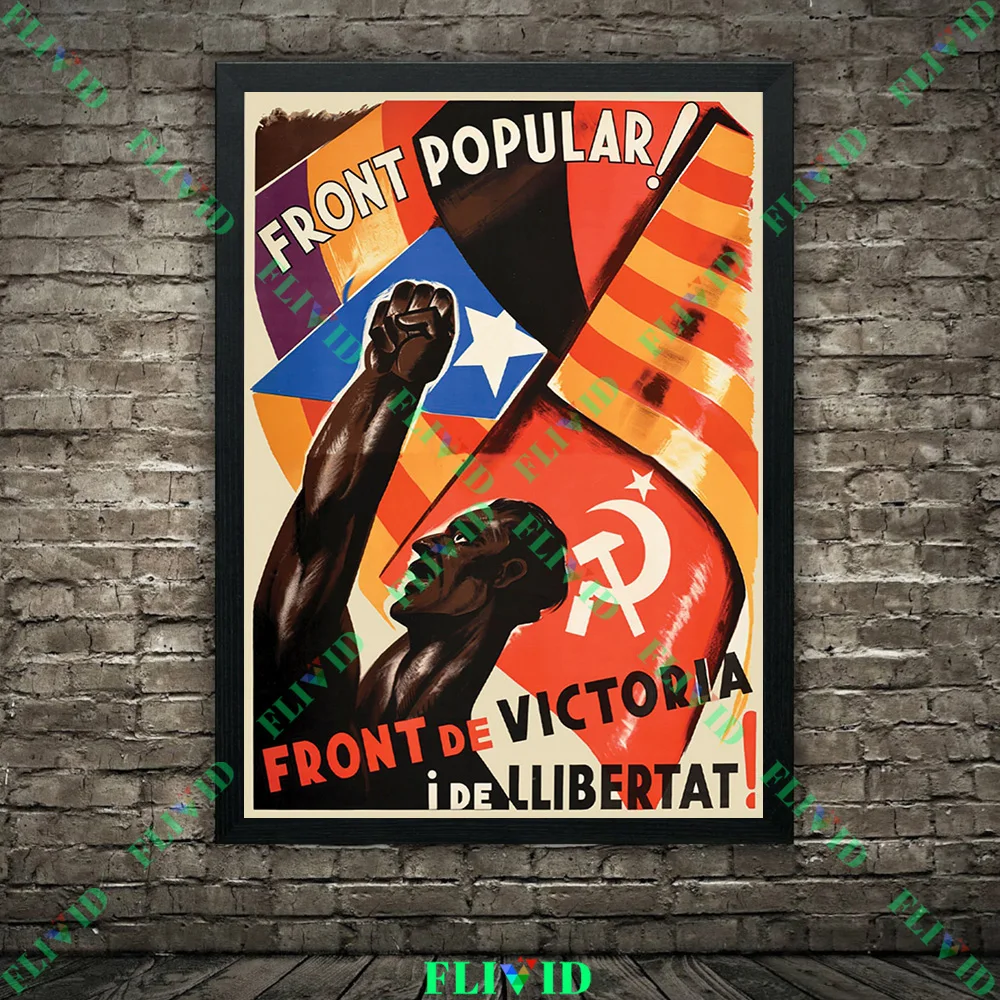 Spanish Civil War Propaganda Poster Front Popular Front of Victoria  Freedom Wall Art Canvas Paintings  Home Decor Unframed