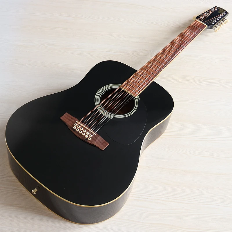 Stock 12 String Electric Acoustic Guitar 41 Inch Laminated Spruce Top Sapele Body High Glossy Folk Guitar with EQ Natural Color