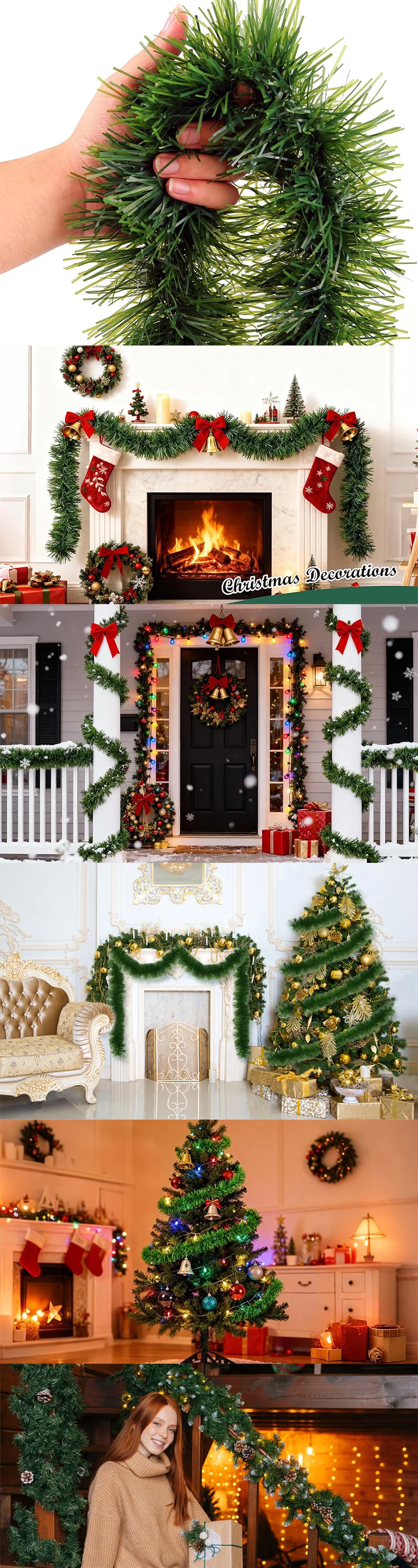 5,5 m Weihnachtsgirlande, künstliches Rattan für Zuhause, Weihnachtsdekoration, Weihnachtsbaumschmuck, Neujahr, Outdoor, Innenbereich, DIY-Dekoration – Detail 7
