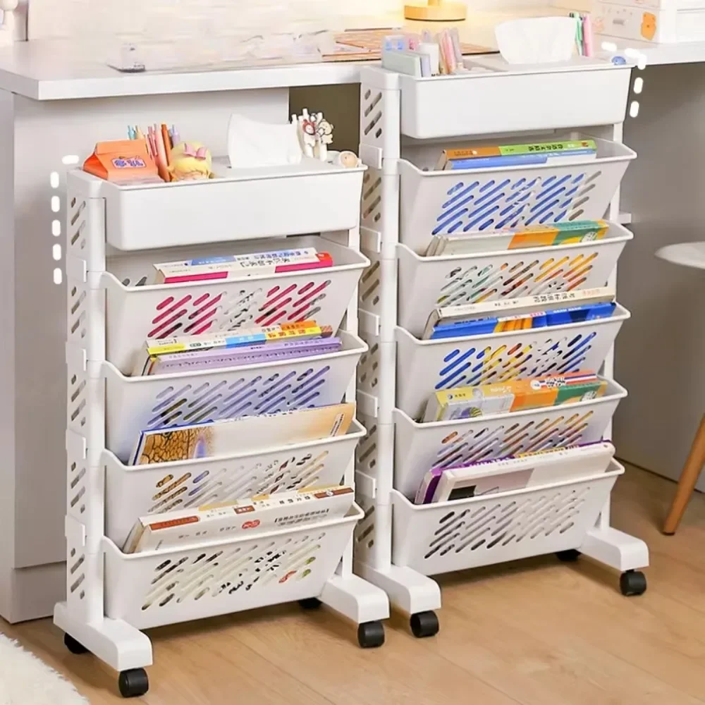 Estantería Móvil Simple Con Ruedas Para Libros, Estante Pequeño 5/6 Capas Para Almacenamiento Bolígrafos, Suministros Oficina