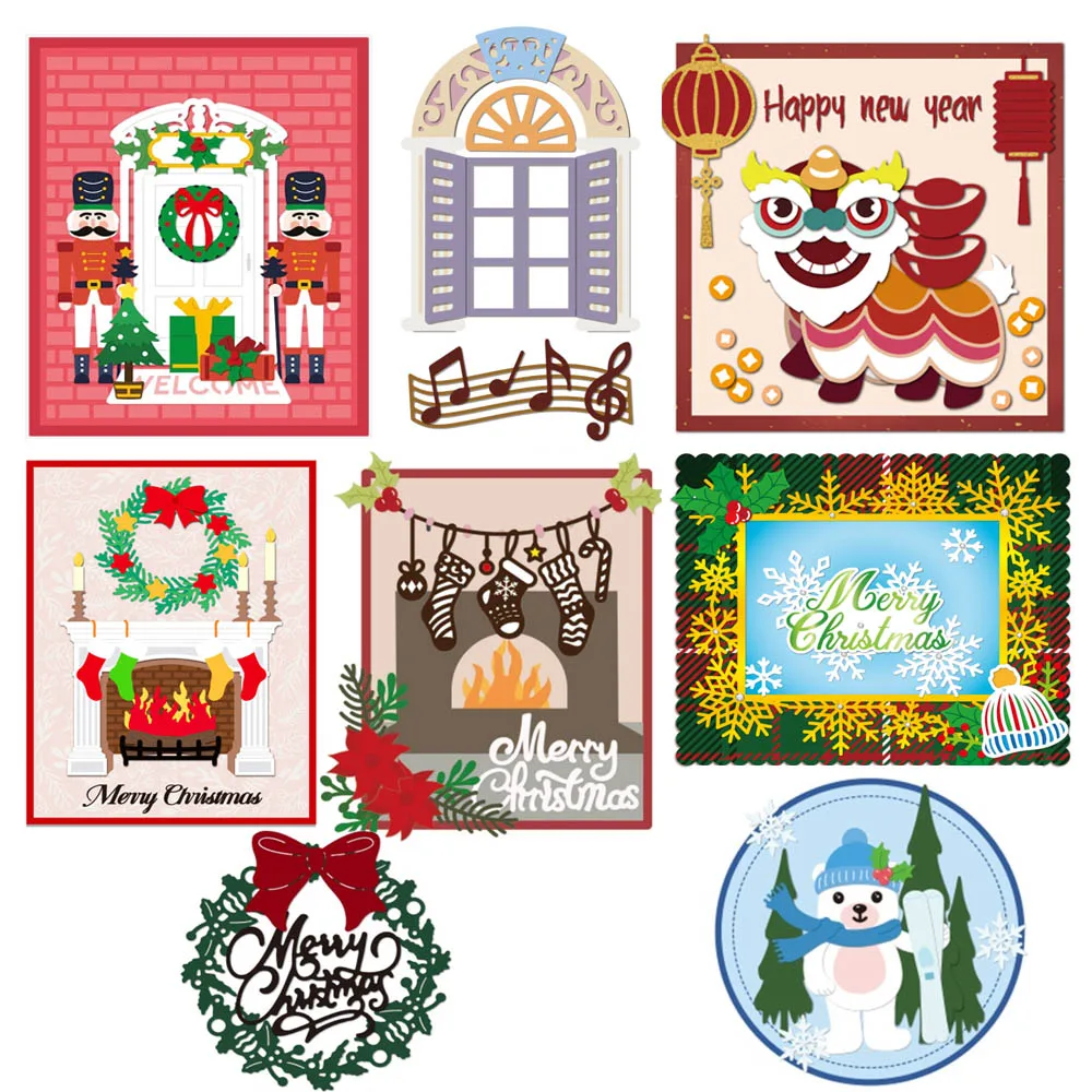 Christmas Door Metal Die Cuts Nutcracker Trees Gift Embossing Template Mould for DIY Scrapbooking Card Making Craft Decoration