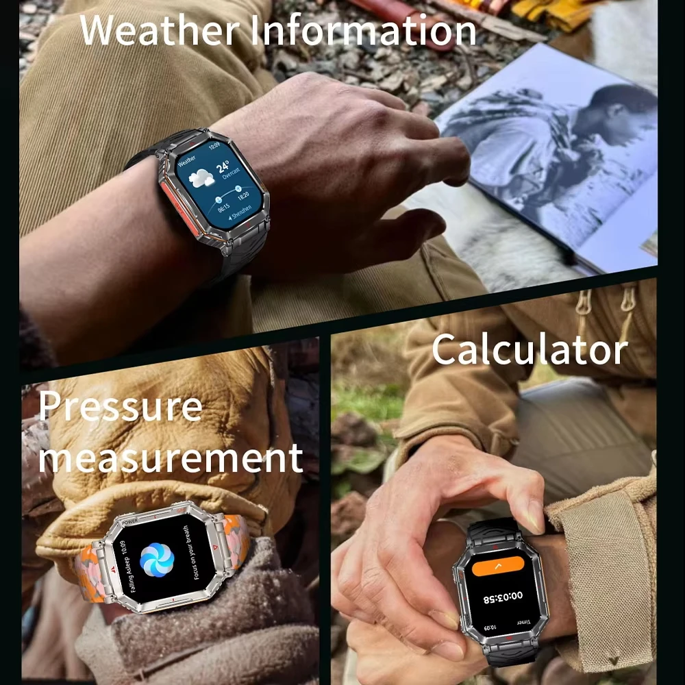 2025New العسكرية ثنائي النطاق GNSS GPS ساعة ذكية 5ATM مقاوم للماء بلوتوث دعوة البوصلة مراقب معدل ضربات القلب ساعة رياضية الرجال النساء