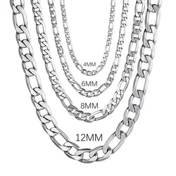 LIHong 925 Sterling Silver 4MM/6MM/8MM/10MM/12MM Chain Necklace 16-30 Inch for Man Women Fashion Jewelry High End Necklace
