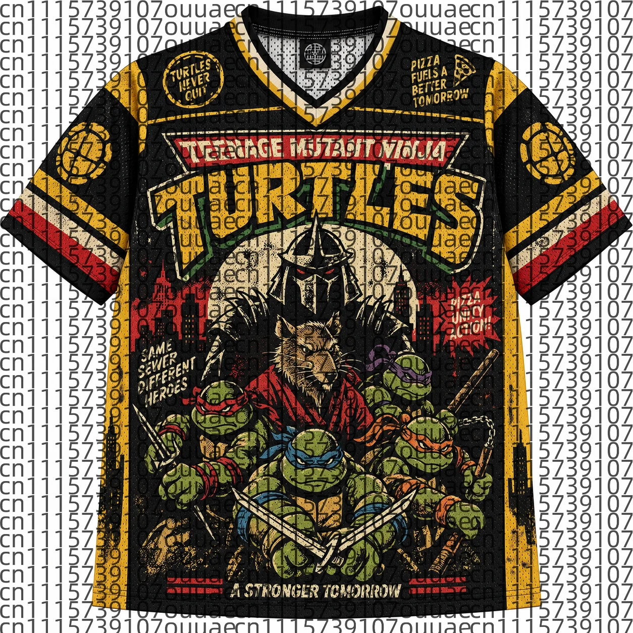 2026 Popular 80s Themed Sports Fashion Short Sleeved V-neck Mesh Streetwear Retro Band Movie Game Fan Gift T-shirt