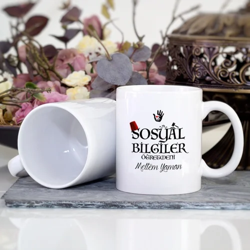 Personalized social information teacher mug cup