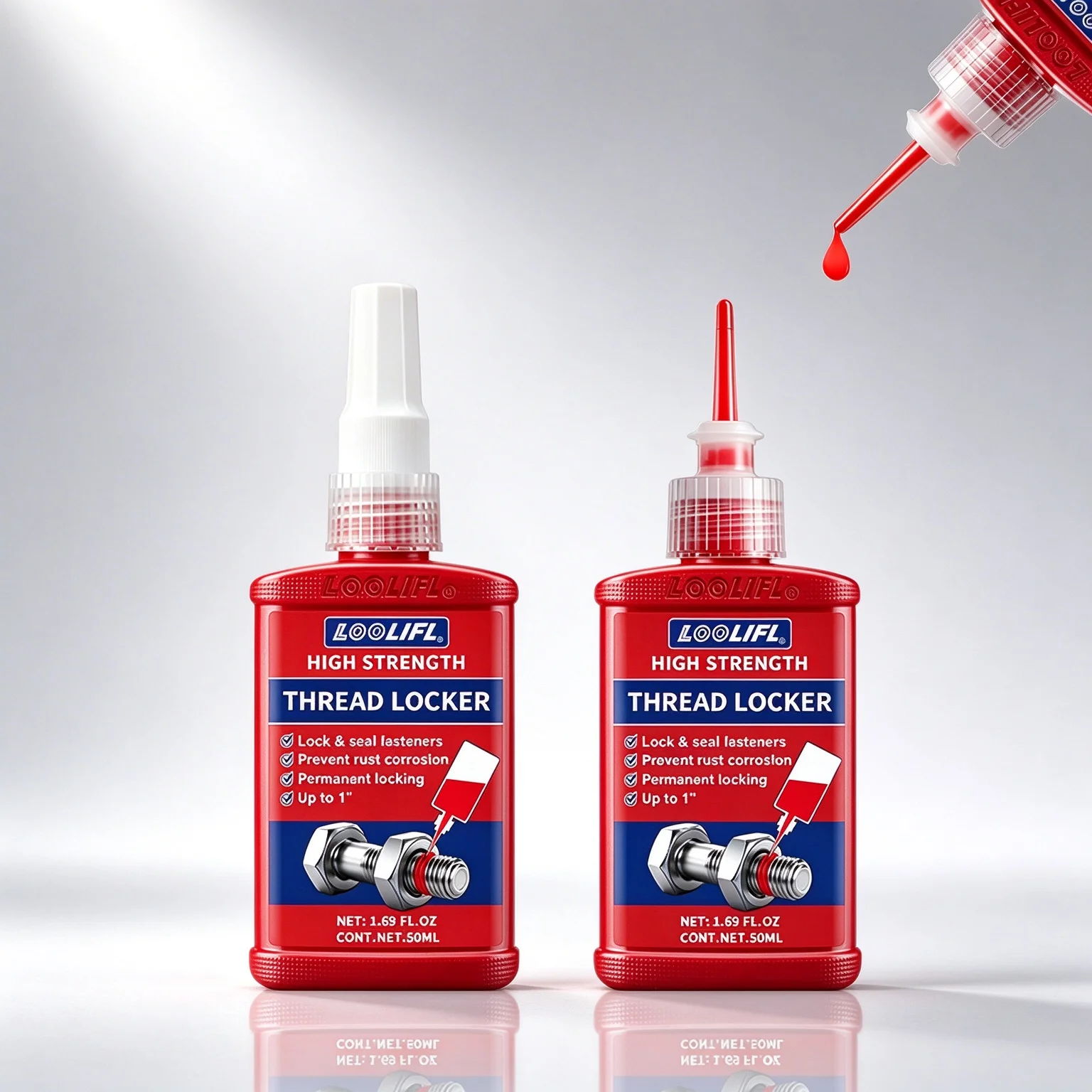 Loolifl Red High-Strength Thread Locker 50ml Anaerobic Adhesive for Permanently Securing Threads, Used for Rust and Corrosion Prevention on Metal Bolts and Nuts