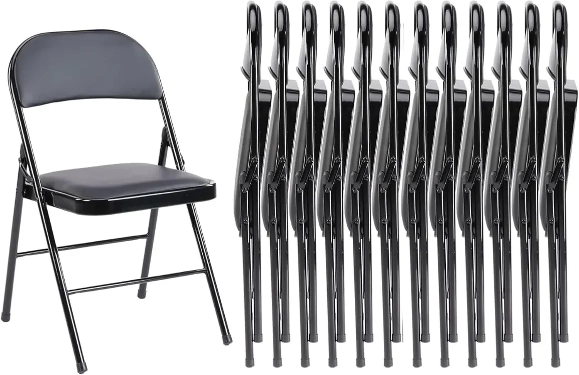 

Good Folding Chair 12 Pack, Leather Padded Folding Chairs, Sturdy Metal Foldable Chairs, Easy to Use and Store, Outdoor and Indo