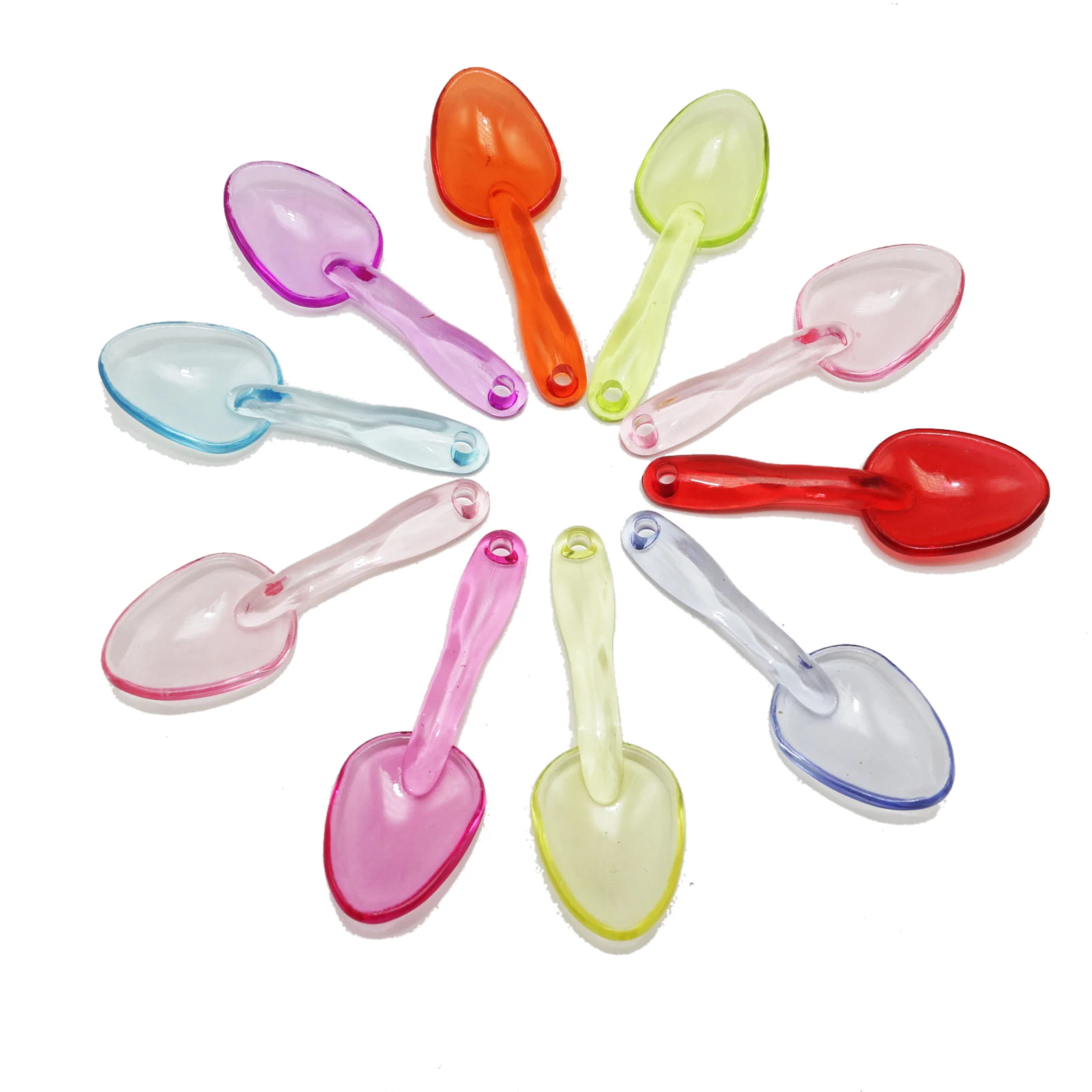 20 Mixed Transparent Color Acrylic Spoon Kichten Charms Pendants for Jewelry Necklace Bracelet Making