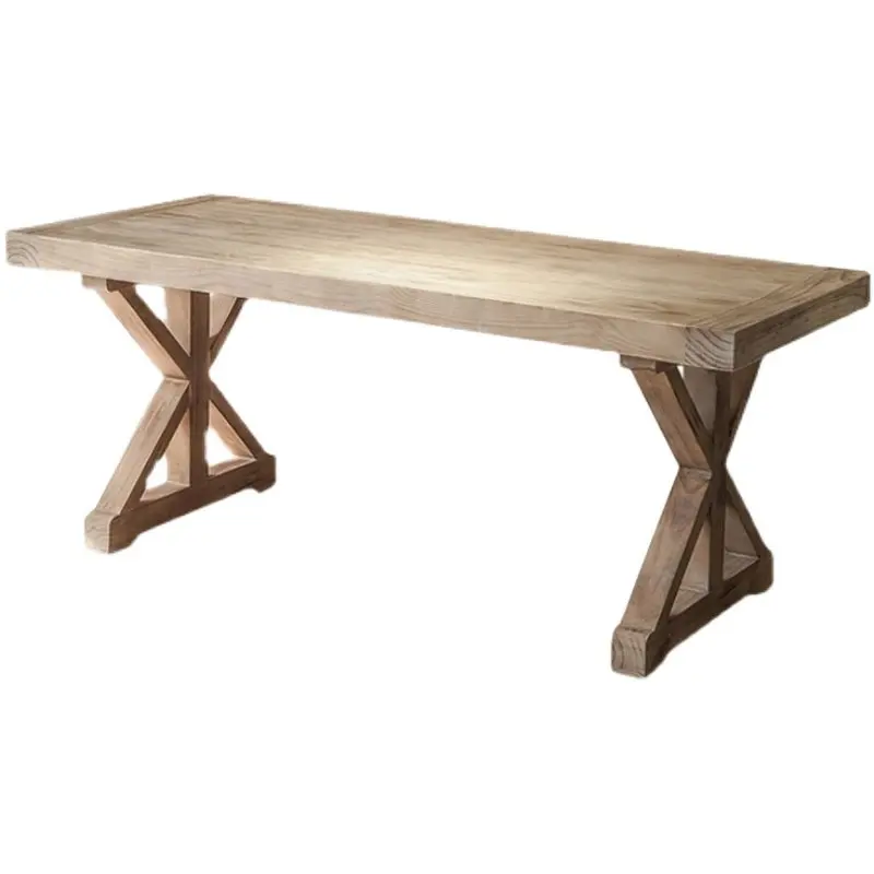 American country retro solid wood living room home dining table desk worktable square conference table computer table desk