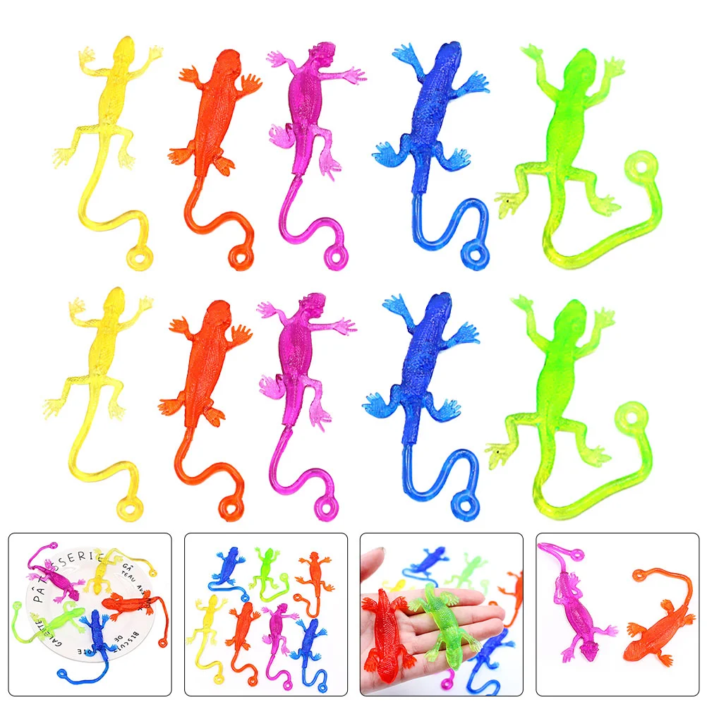 15 Pcs Lizard Soft Gummy Ball Funny Gadgets Sling Toys Stretchy Prank Sticky Reptile Plaything Strange Children