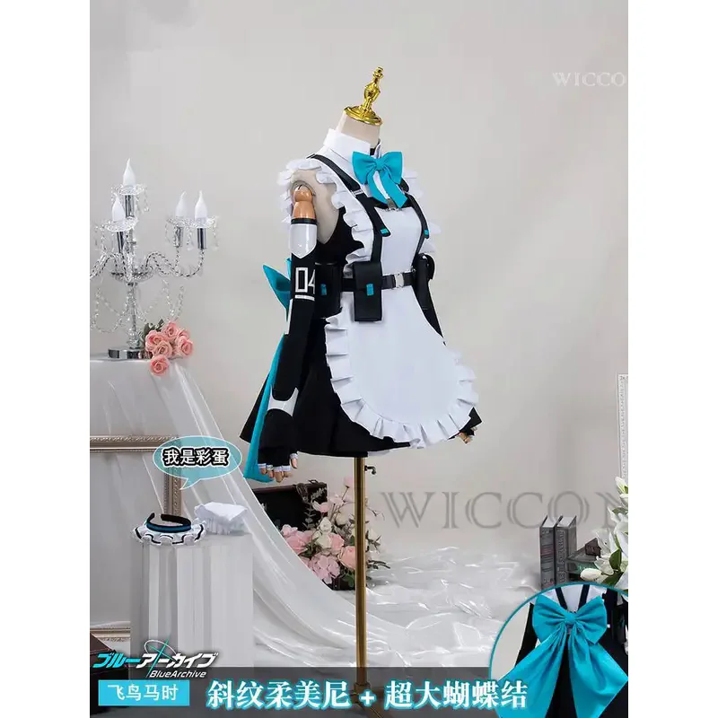 Game Anime Blue Archive Cosplay Asuma Toki Women Girl Maid Uniform Longuette Dress Short Skirt Bow Full Suit Carnival Costume