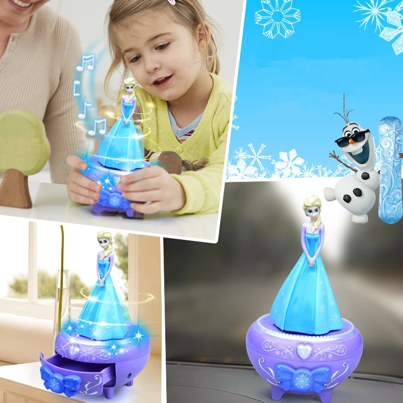 Disney Princess frozen Toys Action Figure Music Box Doll Elsa  Dance Projection Light Music Doll For Girl Best Birthday Gift