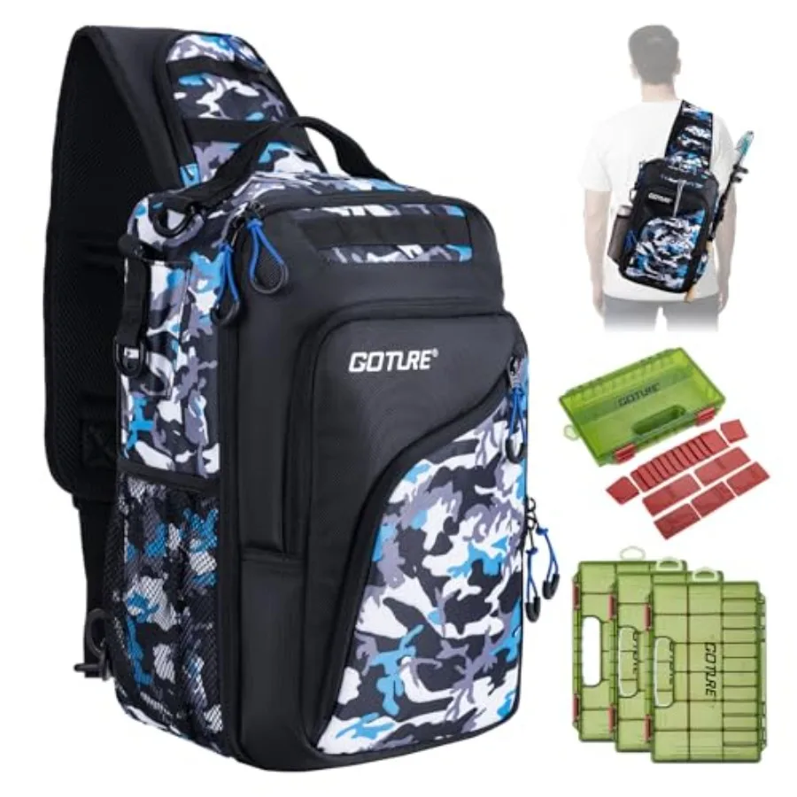 

Камуфляжная сумка для рыболовных снастей 1680D, водонепроницаемый рюкзак-слинг с держателем для удочек, противоскользящий поясной ремень, 3 x 3600 отсеков для рыболовных принадлежностей