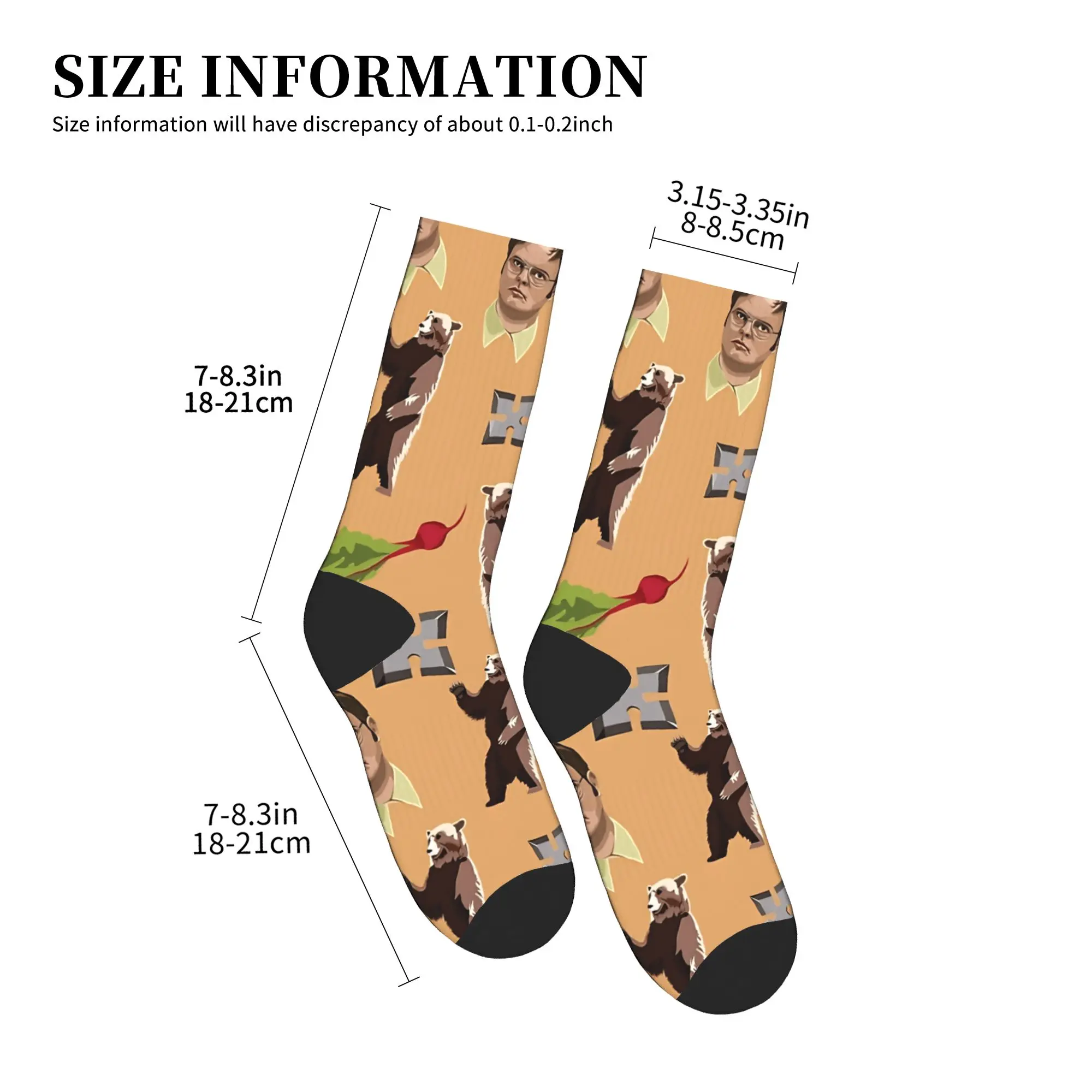 Dwight schrute ursos beterraba meias antiderrapantes mulheres homens de alta qualidade meias esportivas ao ar livre outono kawaii meias gráficas