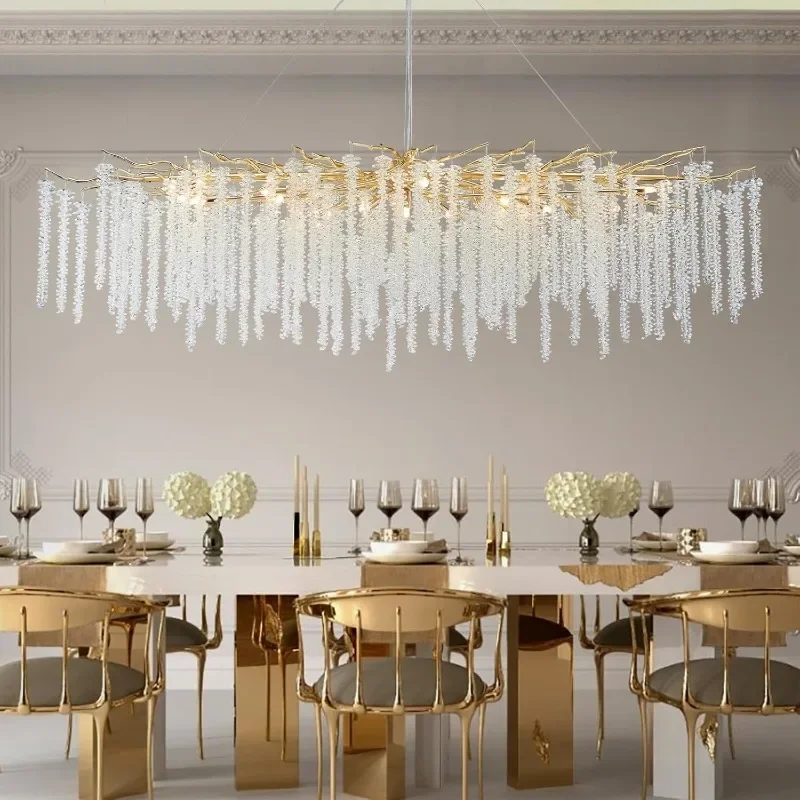 

Large Crystal Chandeliers for Dining Room - Modern Branch Pendant Light with Crystals, Hanging Lights Fixtures