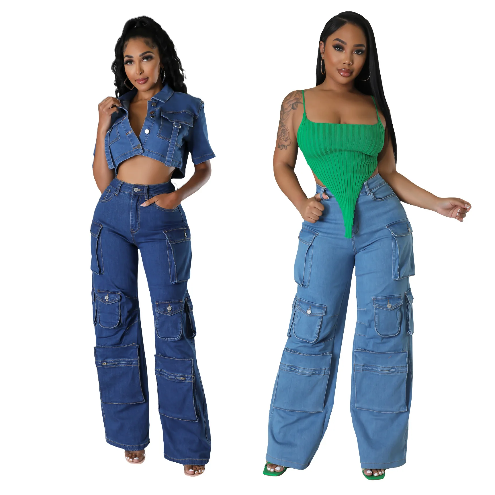 

Baggy Pockets Jeans High Waist Cargo Pant Y2K Streetwear Fashion 2023 Women Summer Clothes Ladies Trousers Denim Wide Leg Pants