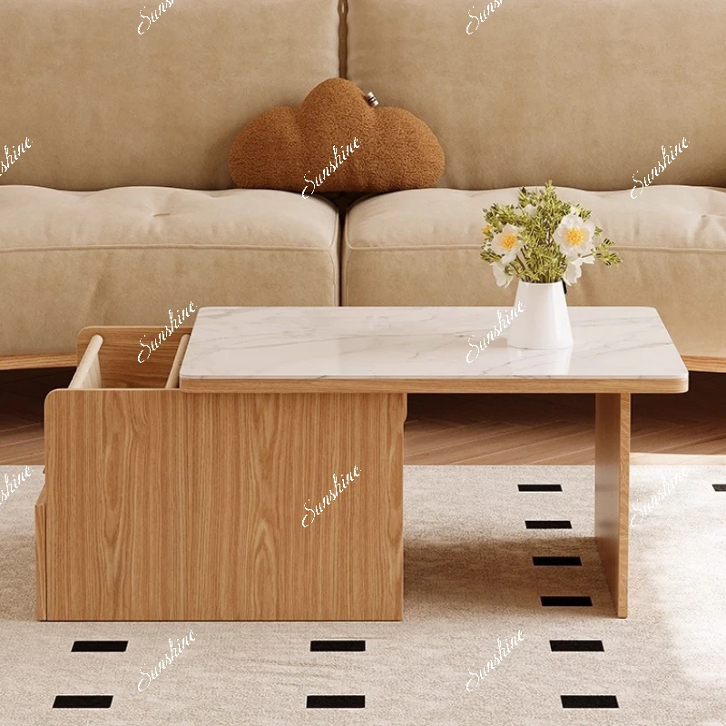 Modern minimalist living room small apartment household drawer rock slab small table