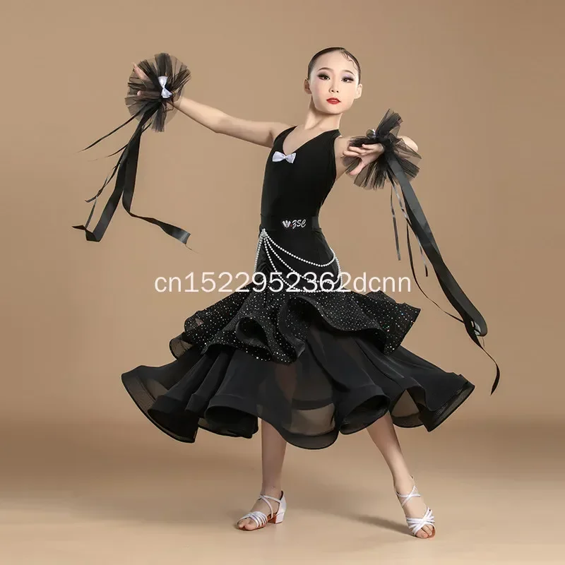 Modern Dance Clothing Teenager Latin Performance Costumes Art Test Training Performance Outfit Waltz National Ballroom Dancewear