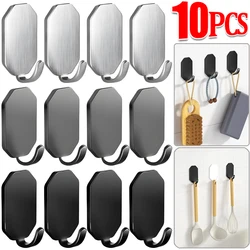 1/10Pcs Stainless Steel Hooks Waterproof Self-Adhesive Wall Hook Hangers Heavy Duty Kitchen Bathroom Hook Towel Keys Coat Rack