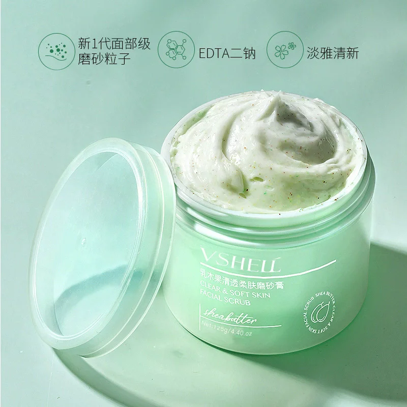 مقشر تنظيف وتنعيم فاكهة الشيا من سكالوب ينظف البشرة وينعيم كورنيوم الستراتام ويزيل البشرة الميتة. إنه