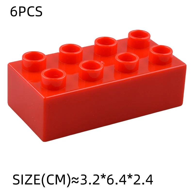 6Pcs 2X4 Big Size Colorful Building Blocks Large 2*4 Dot Thick Bricks Educational Creative Kid Toys Compatible