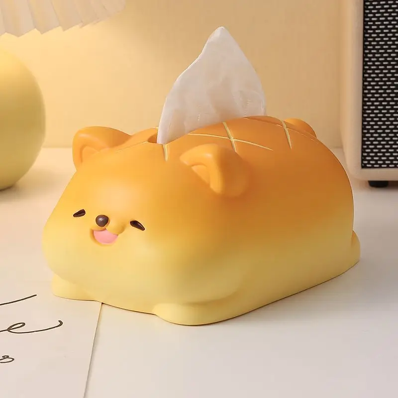 Creative Pineapple Bun Dog Tissue Box Living Room Tea Table Ornament Resin Paper Box Home Decor