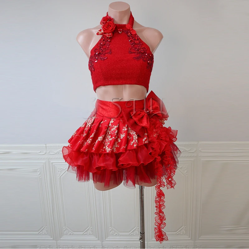 

Nightclub Bar Dj Ds Gogo Costume Women Group K-pop Outfits Red Jazz Dance Clothing Stage Performance Clothes Rave Wear XS10936
