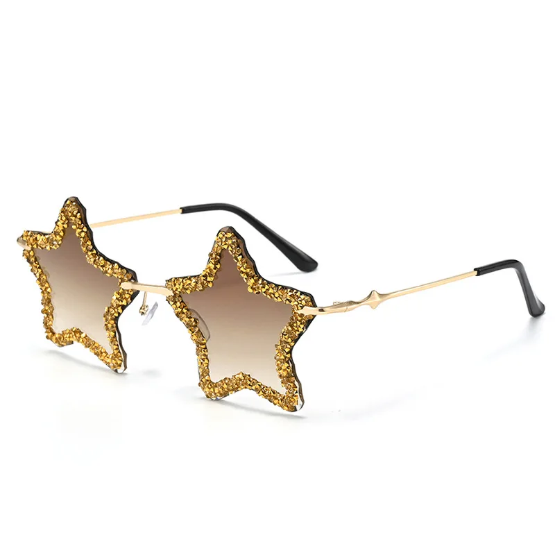 

Y2K Black Star Shaped Sunglasses Women Diamond Colorful Fashion Shades Retro Pentagon Dance/Party/Halloween Eyewear