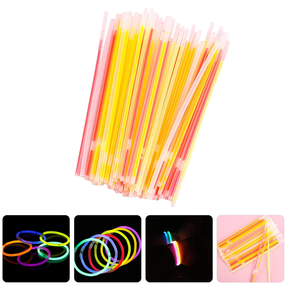 100 قطعة توهج العصي لوازم الحفلات الملونة ليلة LED أساور الاطفال اللعب مضيئة تفضل متوهجة الدعائم للتخييم عيد الفصح جديد