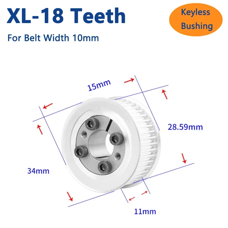 

1pc 18 Teeth XL Expansion Sleeve Synchronous Wheel 18T Keyless Bushing Timing Pulley for Belt Width 10mm Bore 5 6 6.35 8mm