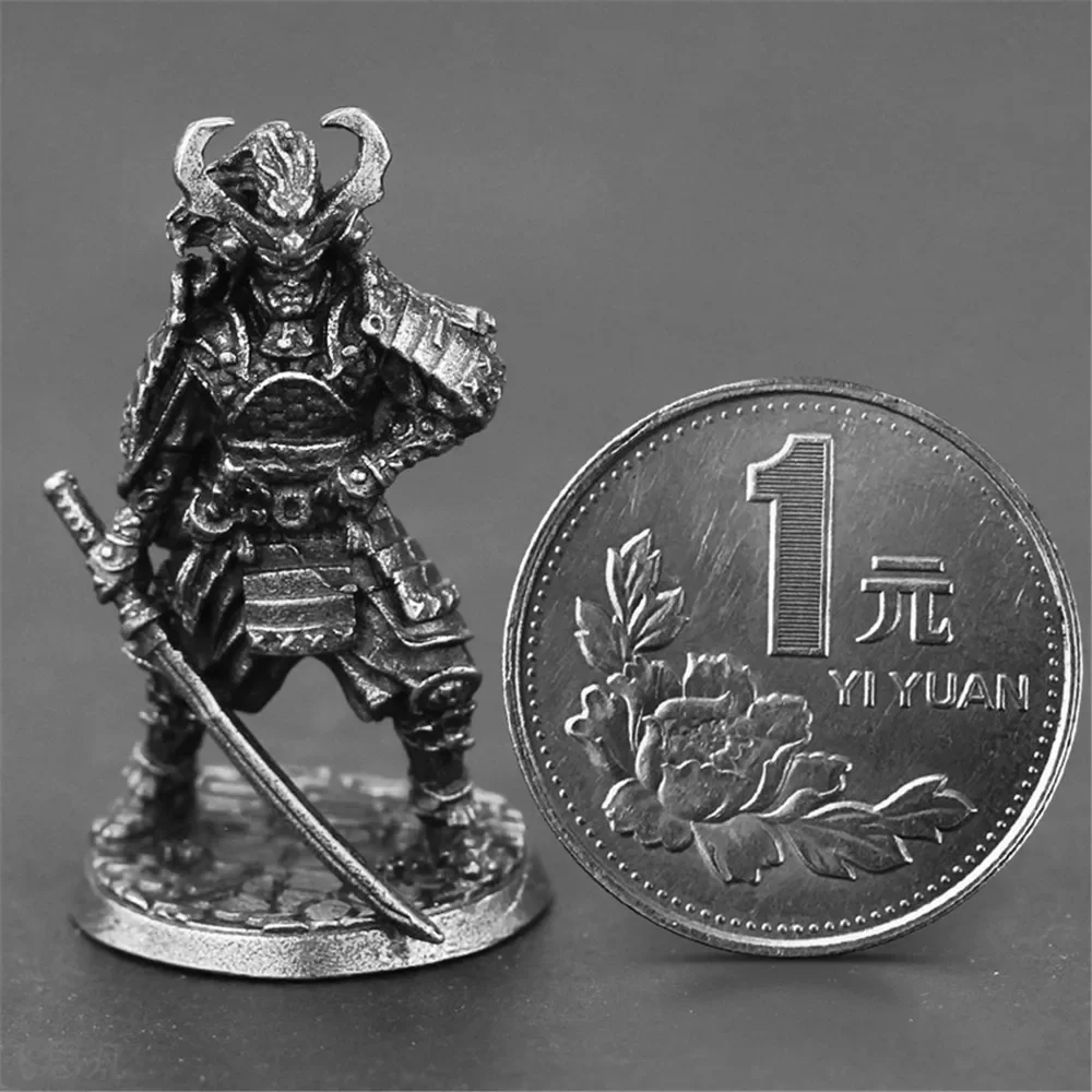 Copper Japanese Shogunate Samurai Soldier Figurines Miniatures Vintage Metal Soliders Model Statue Desktop Ornament Decoration