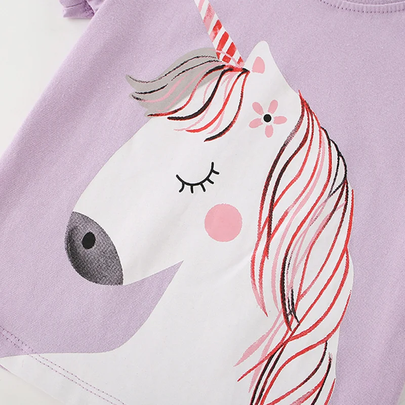 Jumping Meters 2-7T Summer Girls TShirts Short Sleeve Children\'s Tees Cotton Baby Clothes Animals O-neck Kids Tops Costume