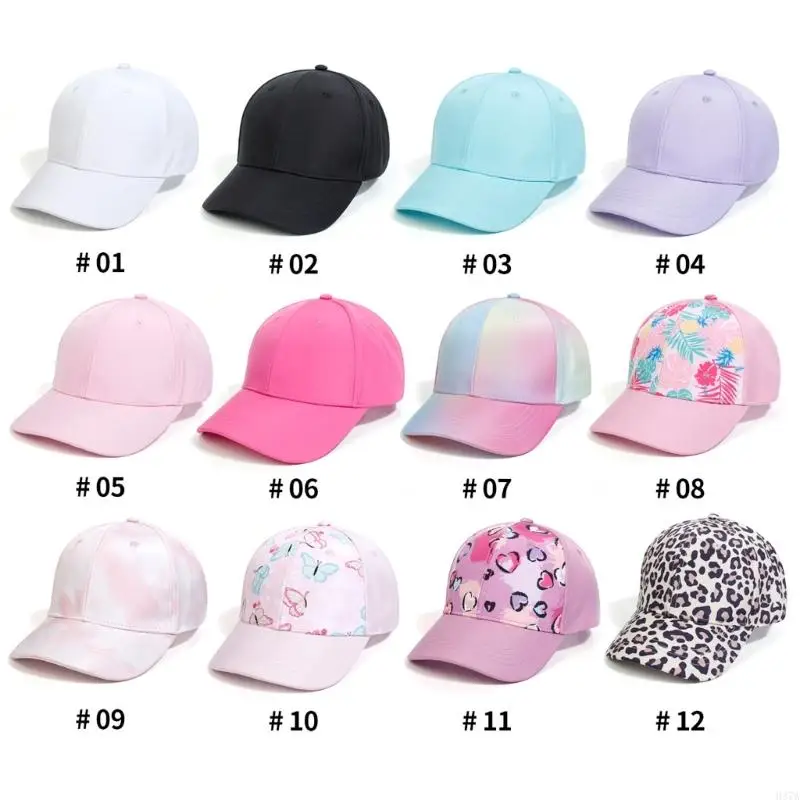 H37A Ponytail Hat for Girls Toddler Baseball Adjustable Summer Sun Hat Outdoor Sports Hat Skin Friendly Children Peak-Cap