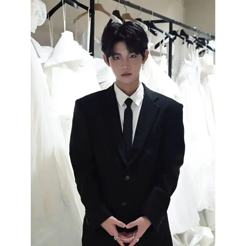 Herren Slim Fit Korean Sle Long Sve Busin Freizeitmantel Jaet Youth Professional Einreiher Große Größe