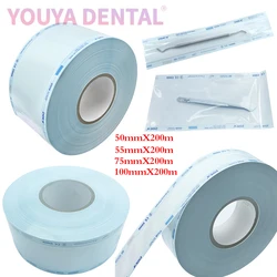 200M Disposable Dental Sterilization Reel Tape Indicator Autoclave Ziplock Bags for Surgical Instruments Tools Sterilization