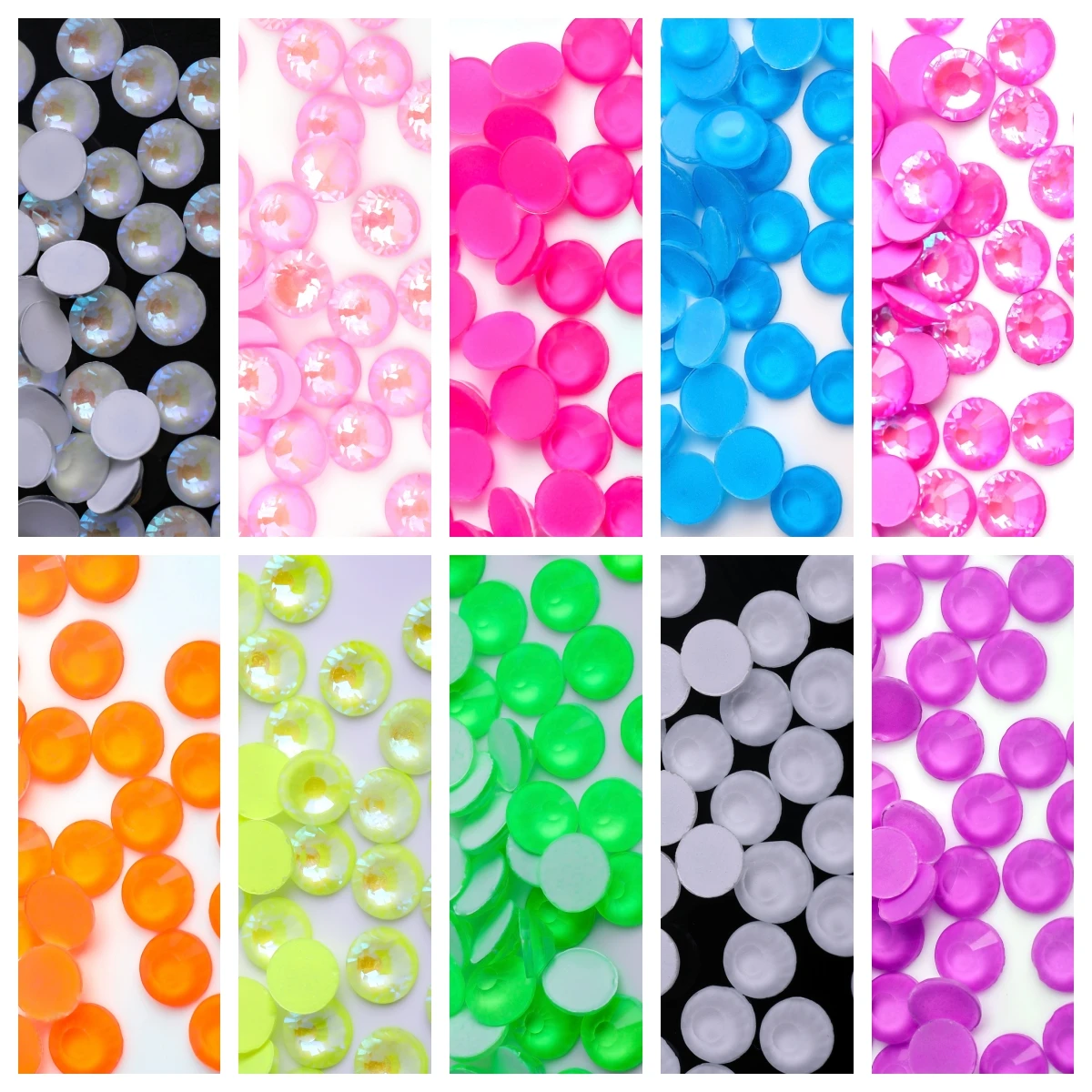 Fluorescent Luminous Mix SS6-SS20 Non Hotfix Neon Rhinestone Noctilucent Electric Nail Art Decorations