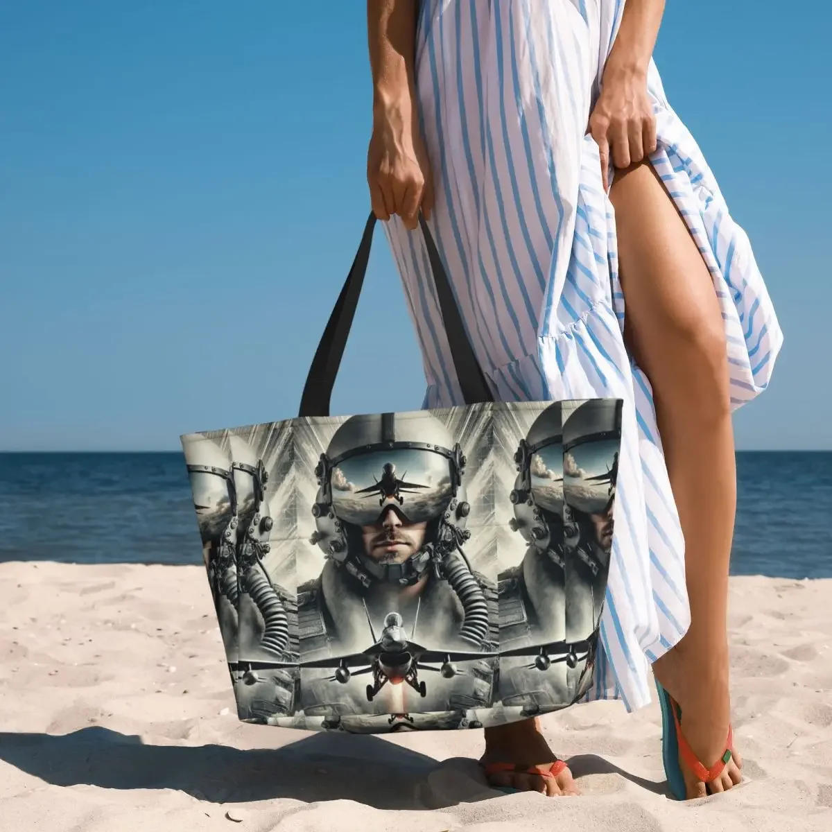 Modern Tom Cruise Movie Top Gun Maverick Beach Tote Bag Sport Gym Yoga Duffle Large Tote Bag Women Travel Bag Fitness bag
