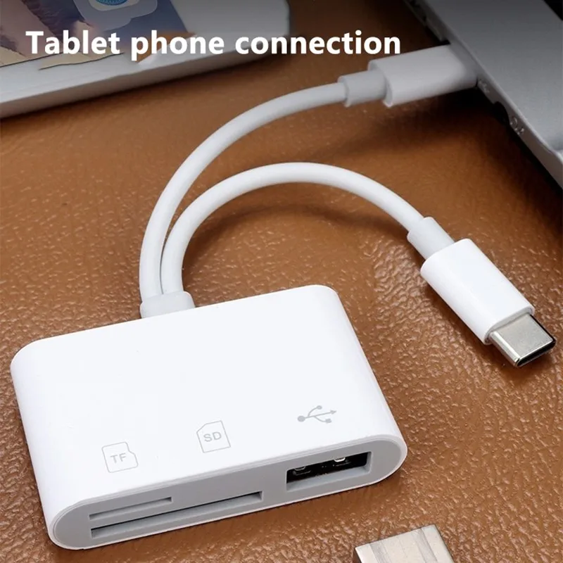 1 قطعة 2 في 1 قارئ بطاقات OTG للكمبيوتر المحمول نوع C إلى SD TF محول بطاقة الذاكرة ForiPhone قارئ البطاقات الذكية المتعددة لا يتطلب التطبيق