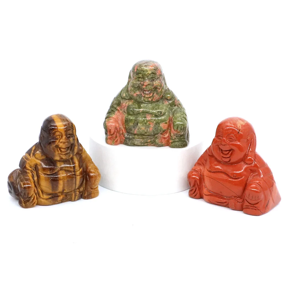 36mm Buddha Statue Natural Healing Crystals Reiki Chakra Spiritual Hand Carved Stones Maitreya Figurines Crafts Home Lucky Decor