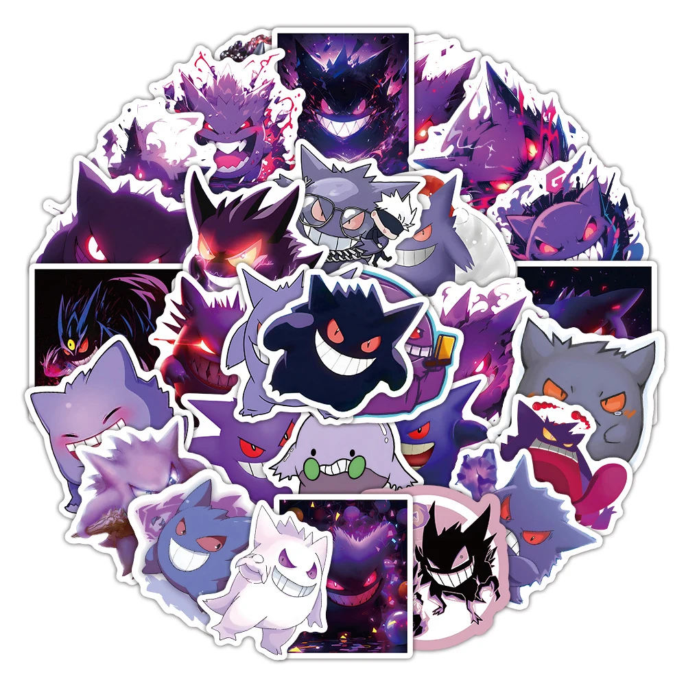 10/30/50PCS Cute Anime Pokemon Gengar Stickers Cartoon Decals DIY Phone Laptop Skateboard Kawaii Cartoon Graffiti Sticker Toys