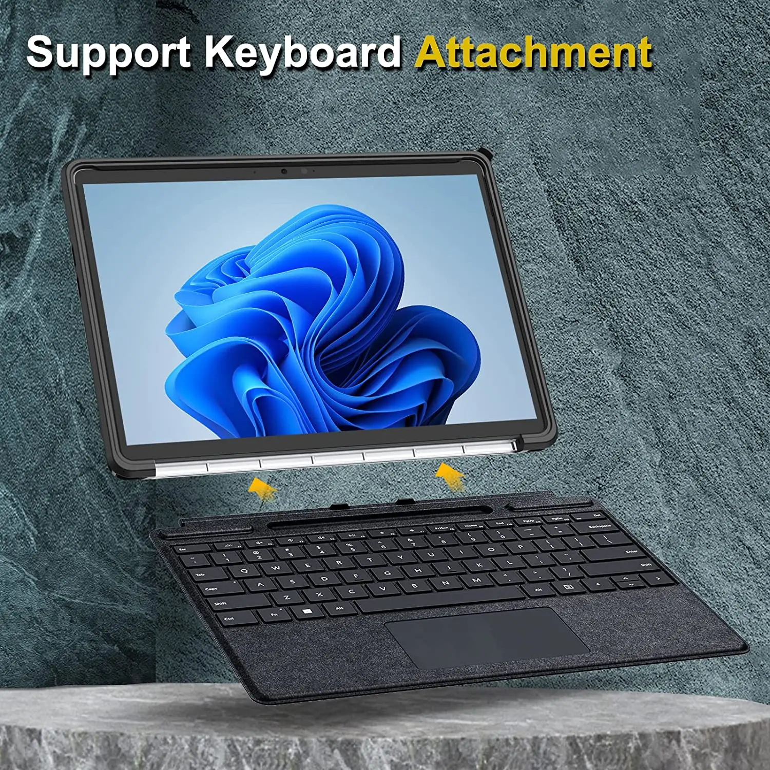 Funda Compatible con teclado tipo cubierta para Microsoft Surface Pro 9/Pro 9 5G 2022 13 "funda dura resistente a prueba de golpes parte trasera de PC transparente