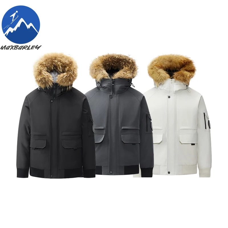 Maxbarley New Down Jacket Men Hooded Outdoor Mountaineering Lightweight Coat Fashion Street Style Anti-Cold Autumn Winter Wear