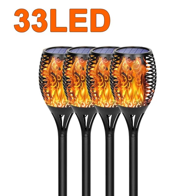 12/33/96LEDs Solar Flame Zaklamp Flikkeren Licht Waterdichte Tuin Decoratie Outdoor Gazon Pad Yard Patio vloerlamp