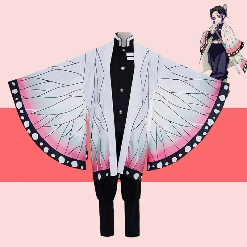 2025 yiyi Demon Slayer tejido completo de plumas fantasma asesino uniforme del equipo gusano Cosplay conjunto Kochou Shinobu