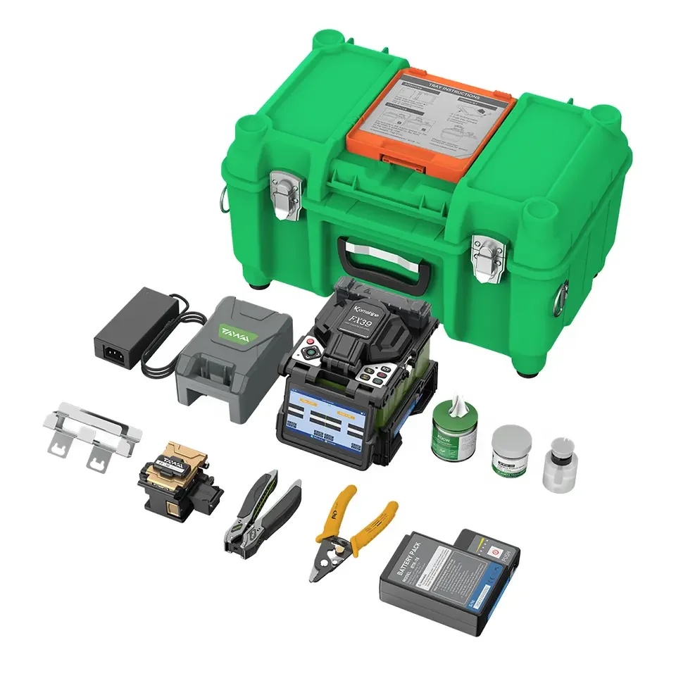 Original Komshine FX39 Trunk Fusion Splicer Six Motors Core To Core Alignment Spanish French Portuguese 9 Languages