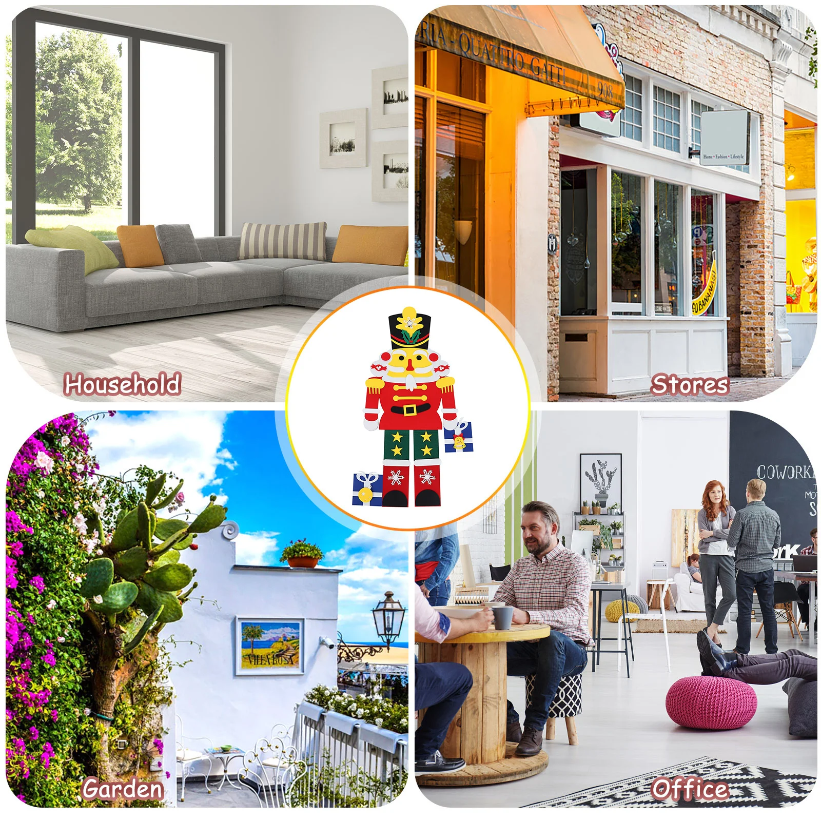 

1Set Christmas Walnut Soldier Pendant Felt Creative Xmas Hanging Decor Tree Ornament Festival Gift Xmas Decors