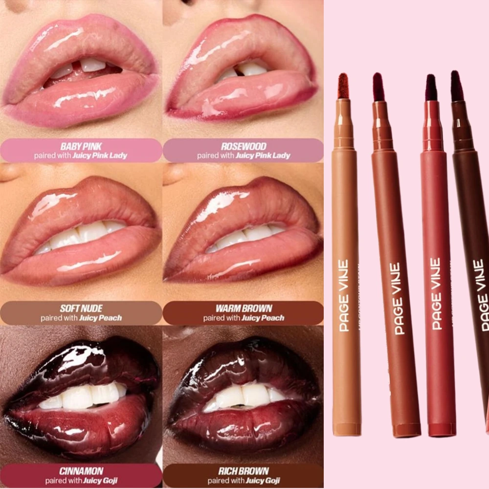 قلم تحديد شفاه سائل ملون غير لامع يدوم طويلاً، كوب غير لاصق، قلم ملمع شفاه سريع الجفاف