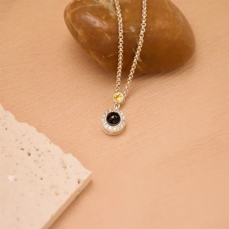 DHQH Personalized Photo Birthday Stone Photo Projection Necklace Customized Picture Birthday Stone Projection Pendant Gift - view 4
