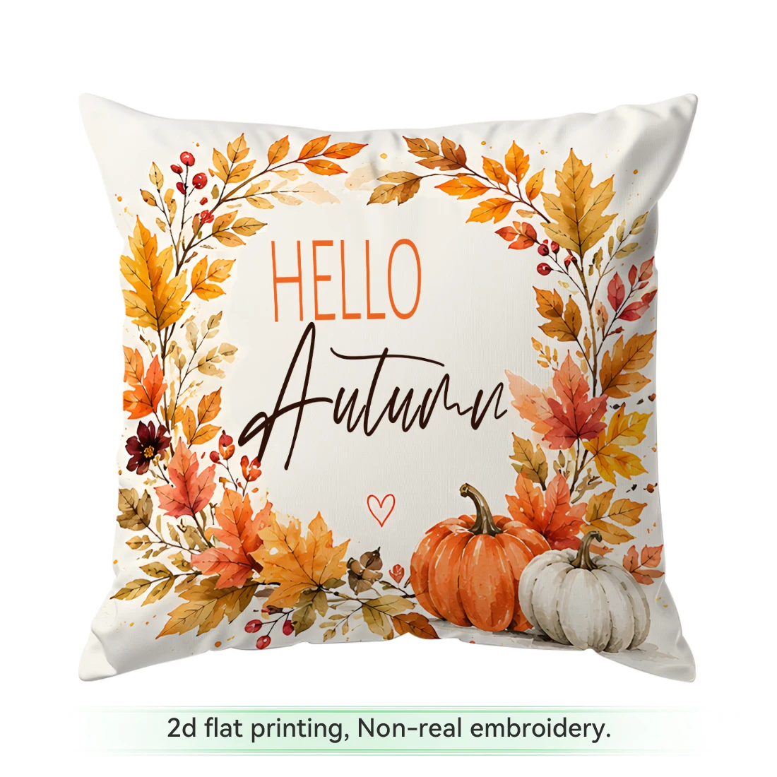 Watercolor Pumpkin Maple Leaves Autumn Cushions Pillowcase Polyester Cushion Cover Throw Pillow Pillowcover Home Car Sofa Decor